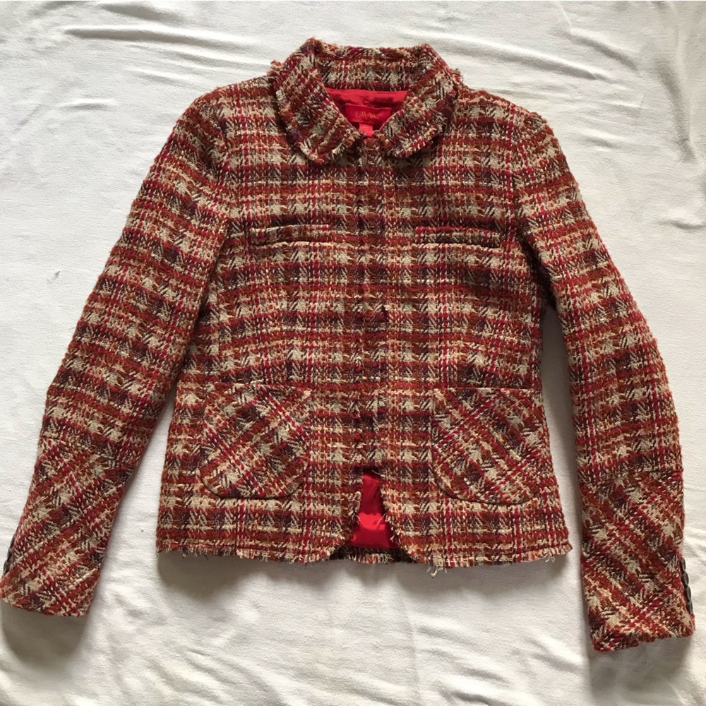 Lavia 18 by Piazza Sempione tweed jacket IT 42 US 6 fringed wool blend blazer